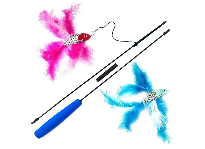 Free shipping Fish and Feather Teaser and Exerciser For Cat and Kitten Cat Toy Interactive Cat Wand cat fishing pole 20pcs/lot
Free shipping Fish and Feather Teaser and Exerciser For Cat and Kitten Cat Toy Interactive Cat Wand cat fishing pole 20pcs/lot