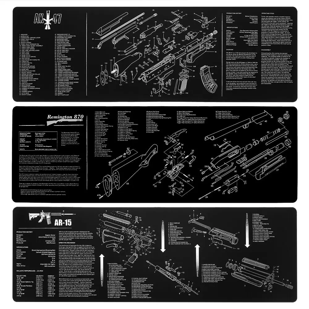 New AR15 AK47 Gun Cleaning Rubber Mat With Parts Diagram and Instructions Armorers Bench Mat Mouse Pad for Glock SIG P226 P229
New AR15 AK47 Gun Cleaning Rubber Mat With Parts Diagram and Instructions Armorers Bench Mat Mouse Pad for Glock SIG P226 P229