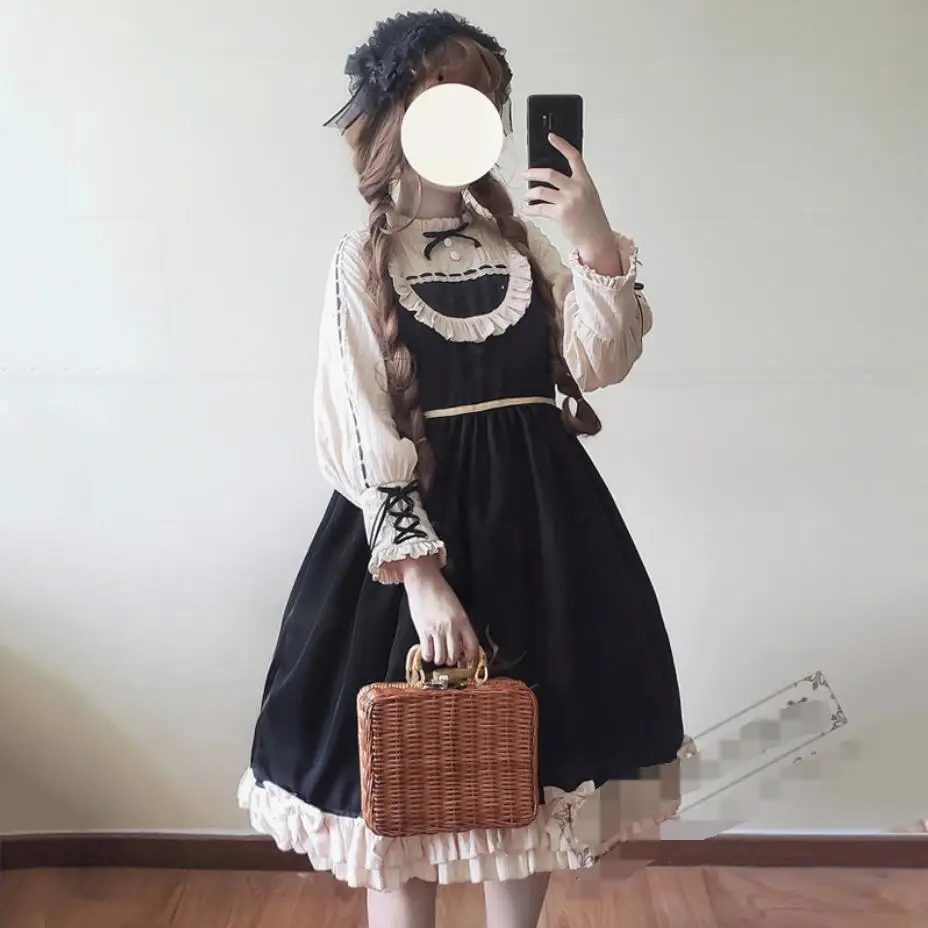 Retro Pastoral Style Girls Ruffles Lantern Sleeve Lolita Dress Bandage Patchwork Japanese Preppy Style Female Dress Sweet Dress
Retro Pastoral Style Girls Ruffles Lantern Sleeve Lolita Dress Bandage Patchwork Japanese Preppy Style Female Dress Sweet Dress