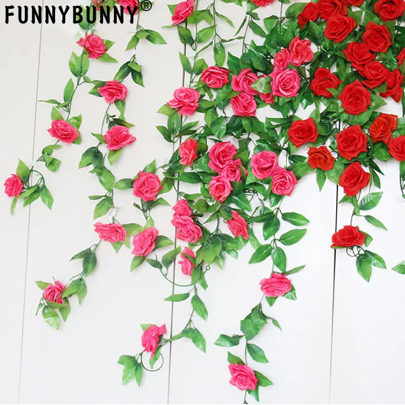 FUNNYBUNNY поддельные розы из ротанга цветок растения искусственный семья отель офис