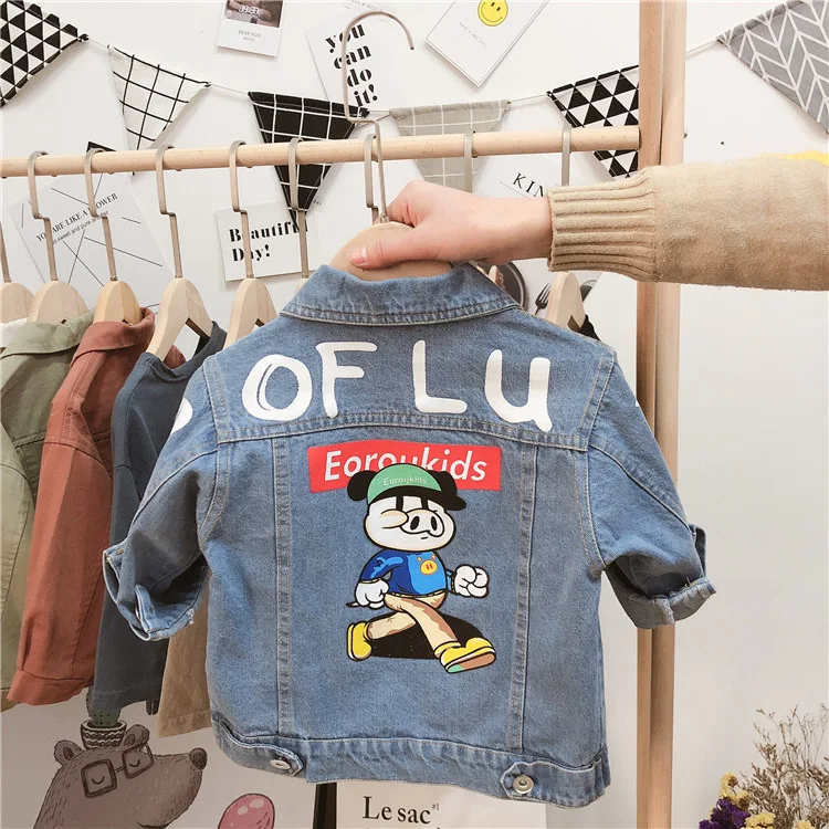 Fashion American European style long sleeve jacket spring boutique boy girl jean coat
Fashion American European style long sleeve jacket spring boutique boy girl jean coat