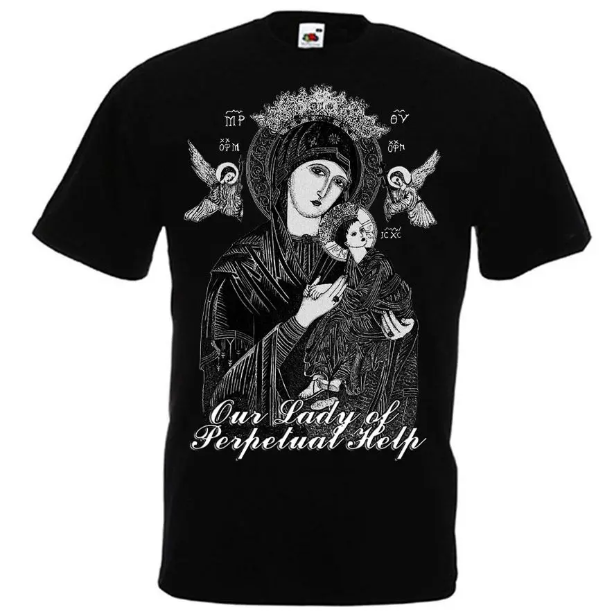 Мужская футболка с надписью Our Lady of Perpetual Help Virgin Mary Christian Catholic черная крутая