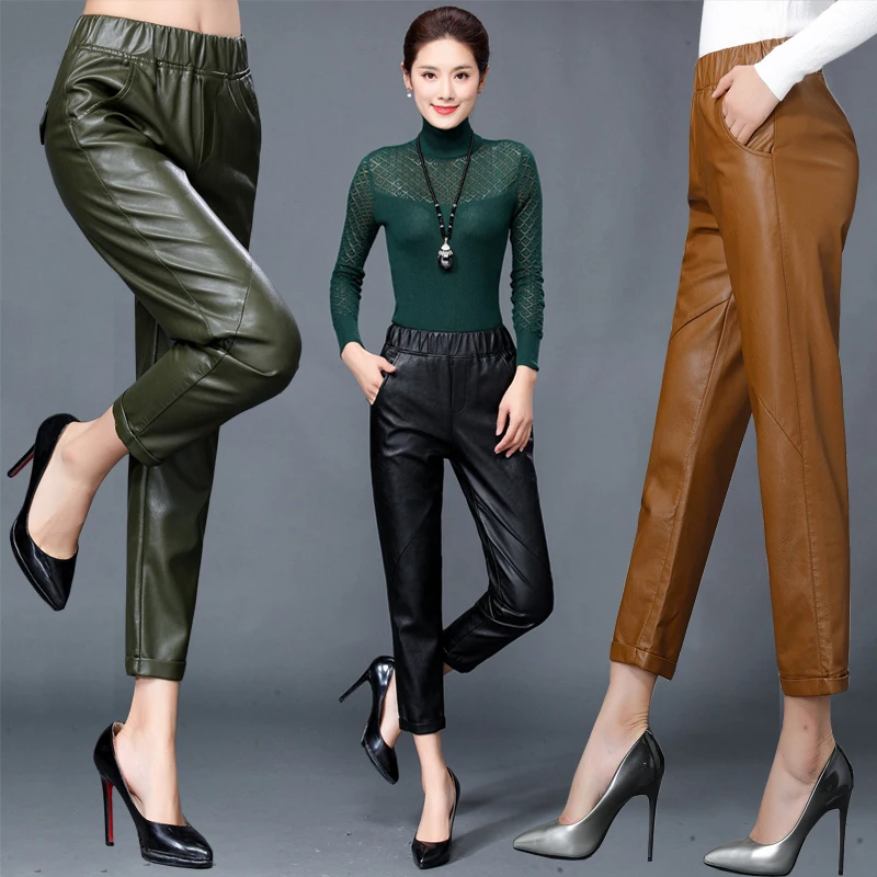 high quality Women's PU Leather Harlan Trouser Women Harem Pant Casual Leather Trousers Loose Elastic waist Capris sheepski
high quality Women's PU Leather Harlan Trouser Women Harem Pant Casual Leather Trousers Loose Elastic waist Capris sheepski