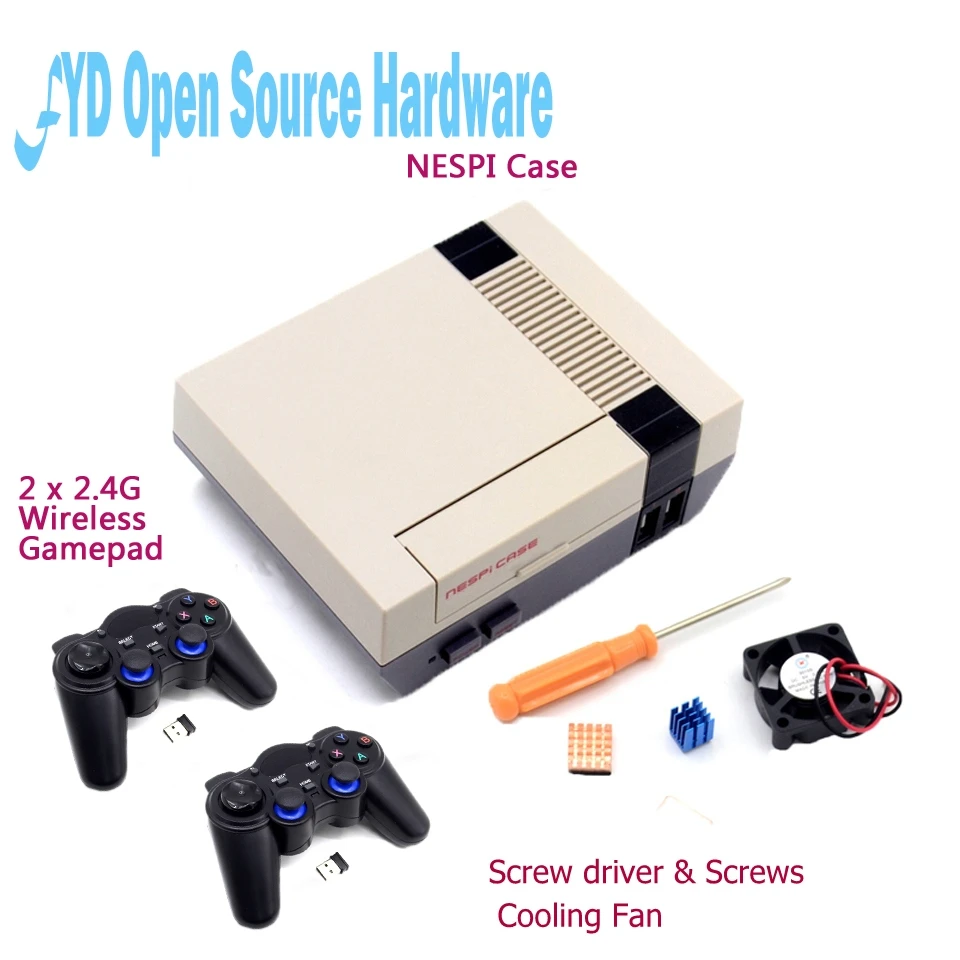 Mini NESPI Retroflag Case with Cooling Fan and 2 x 2.4G Wireless Gamepad for RetroPie Raspberry Pi 3/2/B+
Mini NESPI Retroflag Case with Cooling Fan and 2 x 2.4G Wireless Gamepad for RetroPie Raspberry Pi 3/2/B+