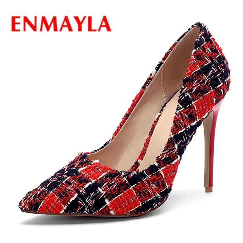 ENMAYLA Costume Tweed Pointed Toe Casual Slip-On Thin Heels Women Shoes High Heel Zapatos Mujer Tacon Size 34-43 ZYL2080
ENMAYLA Costume Tweed Pointed Toe Casual Slip-On Thin Heels Women Shoes High Heel Zapatos Mujer Tacon Size 34-43 ZYL2080