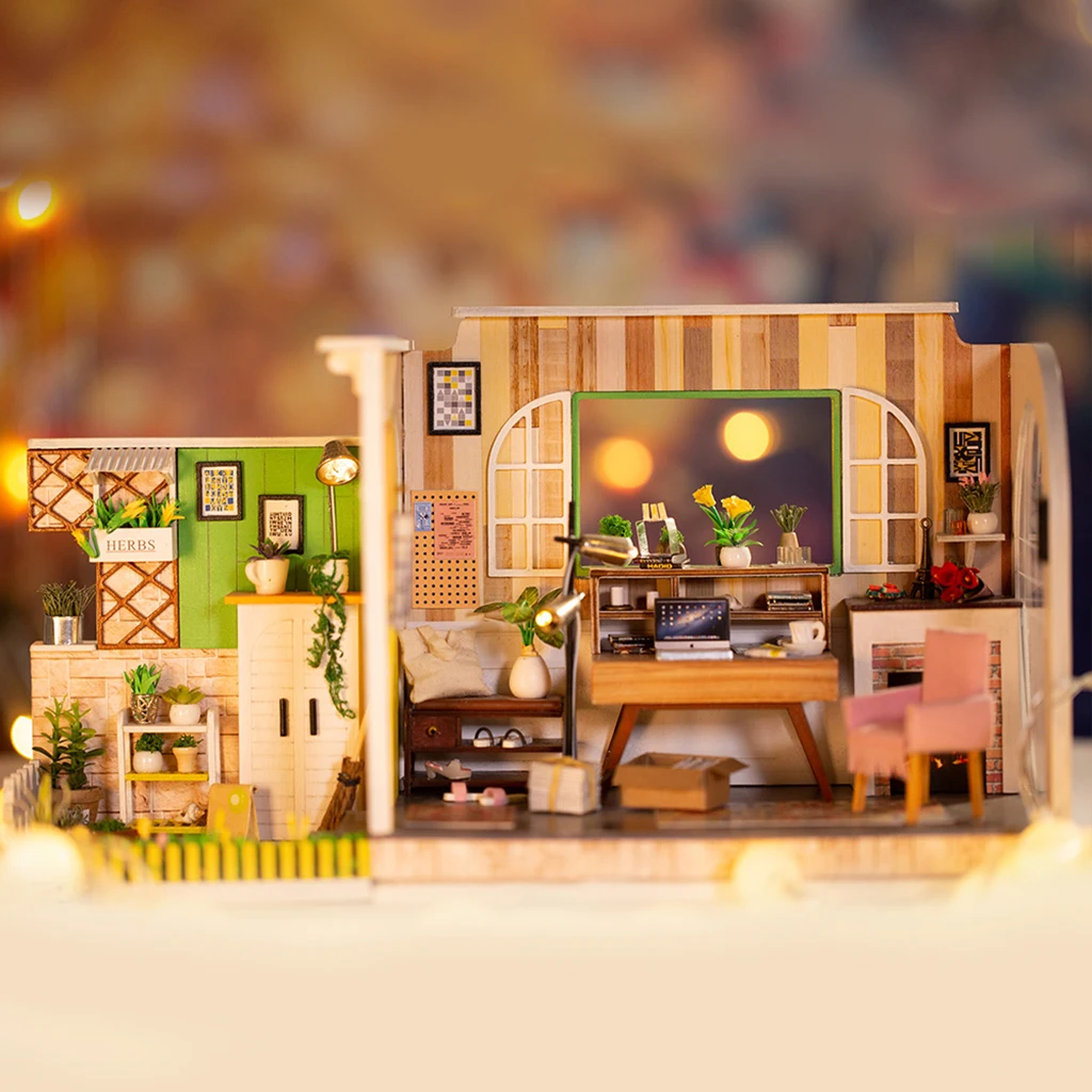 Wooden DIY Dollhouse Kit 1:24 Dollhouse Miniature Studio With Furniture and LED Light, Great for Valentine's Day/ Birthday Gift
Wooden DIY Dollhouse Kit 1:24 Dollhouse Miniature Studio With Furniture and LED Light, Great for Valentine's Day/ Birthday Gift