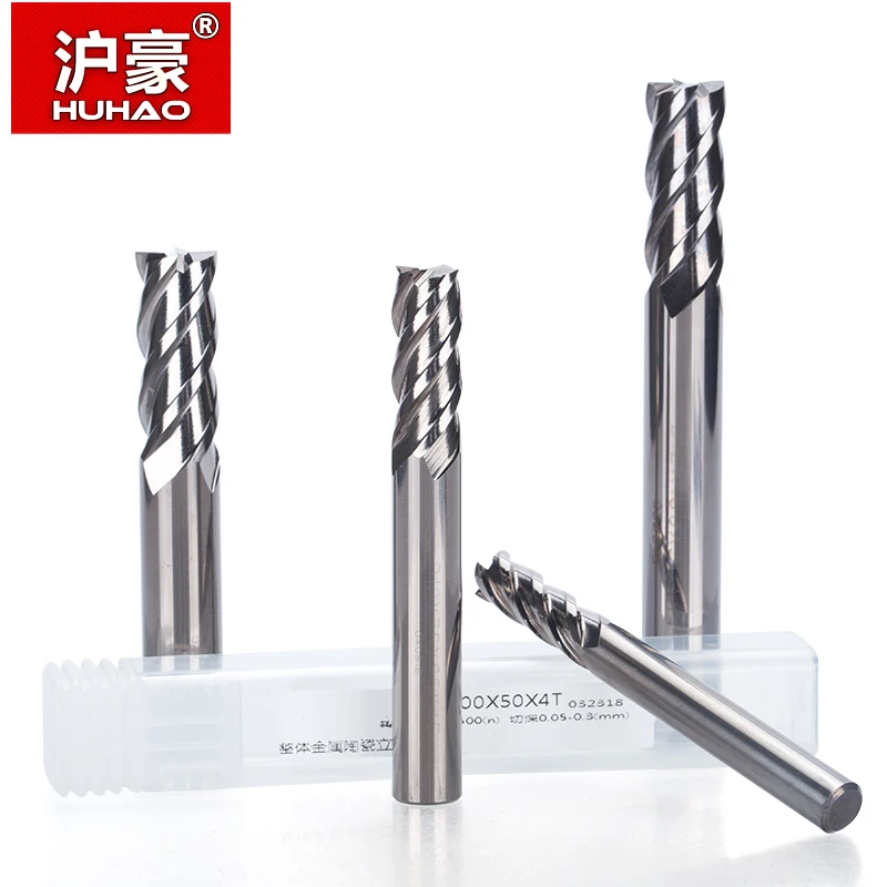 

HUHAO 1PC HRC 65 Cermet 4 Flutes Spiral End Mill CNC High Wear Resistance Milling Cutter For Metal Finishing Steel