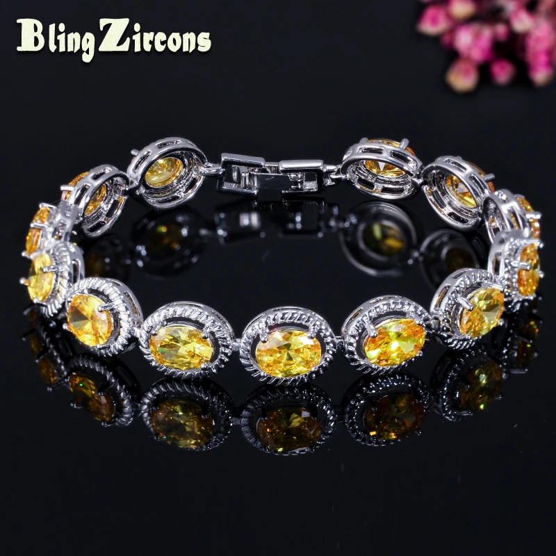BeaQueen Fashion Big Oval Round Cubic Zirconia Yellow Stone Tennis Bracelets Silver Color Party Jewellry for Women B036
BeaQueen Fashion Big Oval Round Cubic Zirconia Yellow Stone Tennis Bracelets Silver Color Party Jewellry for Women B036