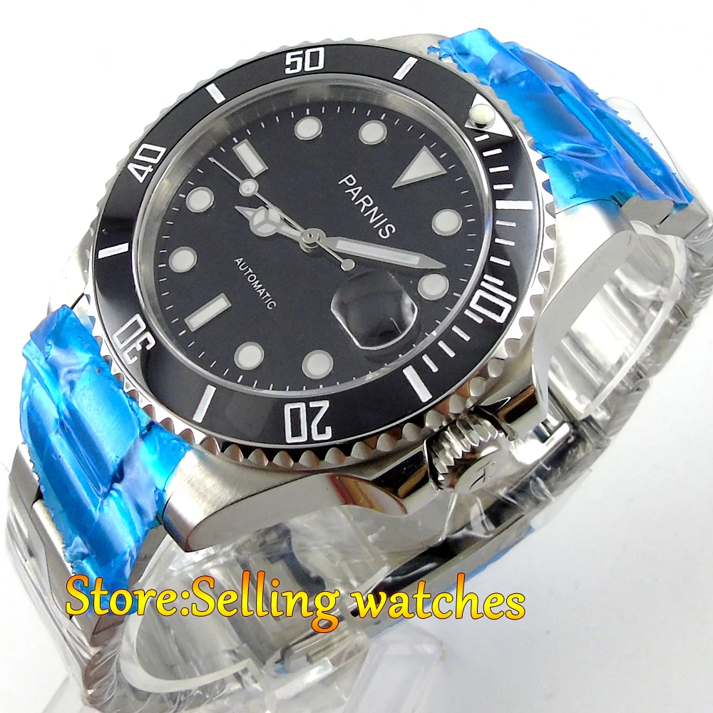 Parnis 40mm Black Dial Ceramic Rotating Bezel Sapphire Glass Automatic Movement Men Watch
Parnis 40mm Black Dial Ceramic Rotating Bezel Sapphire Glass Automatic Movement Men Watch
