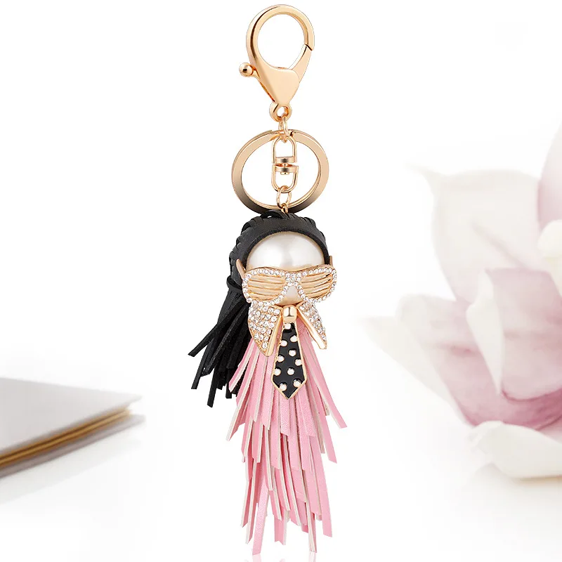 2016 GUVIVI Gold PU Leather Tassel Monster Keychain car Key Chain Cars Ring Women Handbag Bag Accessories | Украшения и