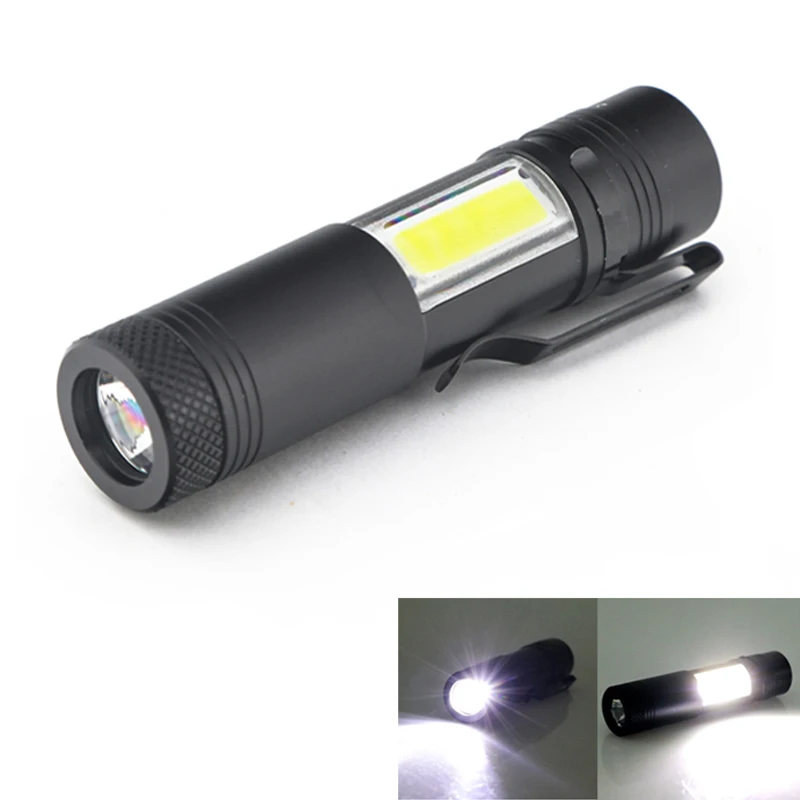 Mini Portable Aluminum Q5 LED Flashlight XPE&COB Work Light lanterna Powerful Pen Torch Lamp 4 Modes Use 14500 or AA
Mini Portable Aluminum Q5 LED Flashlight XPE&COB Work Light lanterna Powerful Pen Torch Lamp 4 Modes Use 14500 or AA