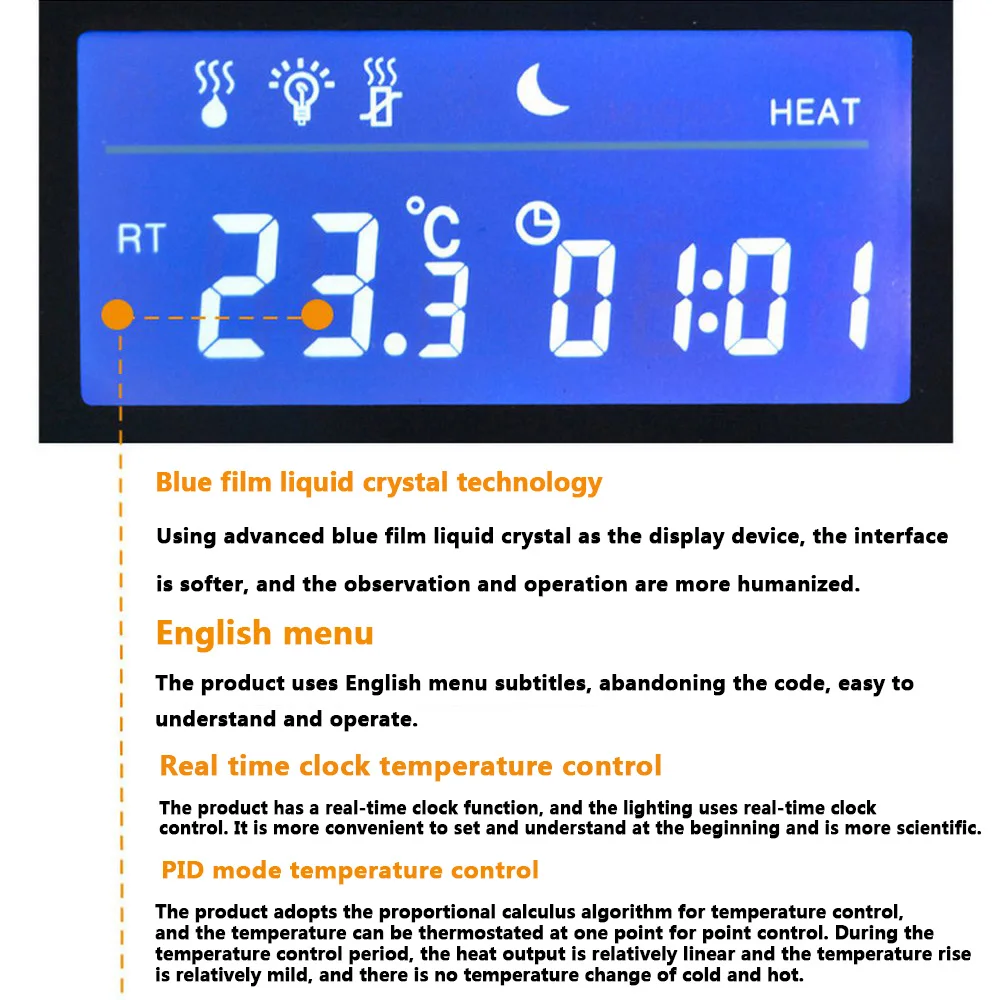 DTC-120 Digital Thermostat Temperature Controller Waterproof Sensor US EU Plug Outlet Blue tape LCD 2 Stage Heating Cooling Mode
DTC-120 Digital Thermostat Temperature Controller Waterproof Sensor US EU Plug Outlet Blue tape LCD 2 Stage Heating Cooling Mode