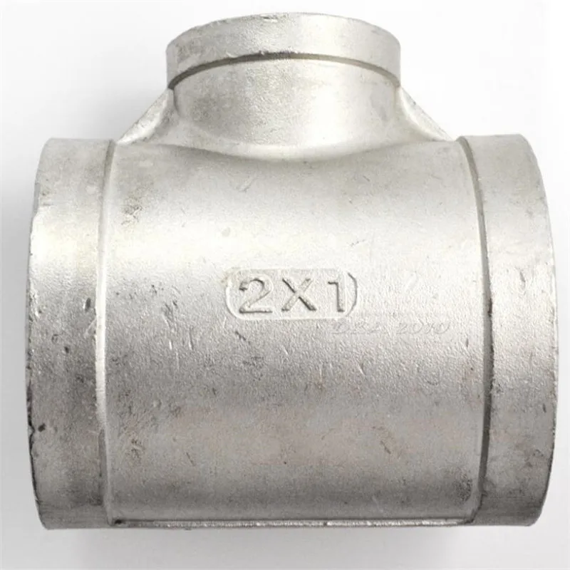 MEGAIRON 2"-1"-2" Female Tee Threaded Reducer Pipe Fittings F/F/F Stainless Steel SS304 Threaded Reducer Tee