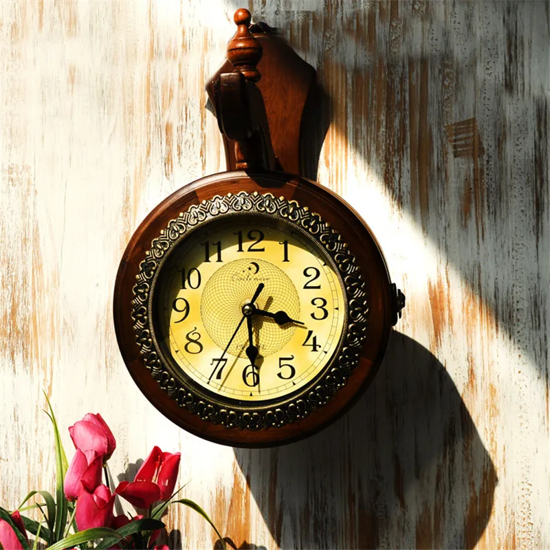 Household Decor Double Mute Clock Mediterranean-Style Retro Wood Round Wall Decoration Hanging Clock
Household Decor Double Mute Clock Mediterranean-Style Retro Wood Round Wall Decoration Hanging Clock