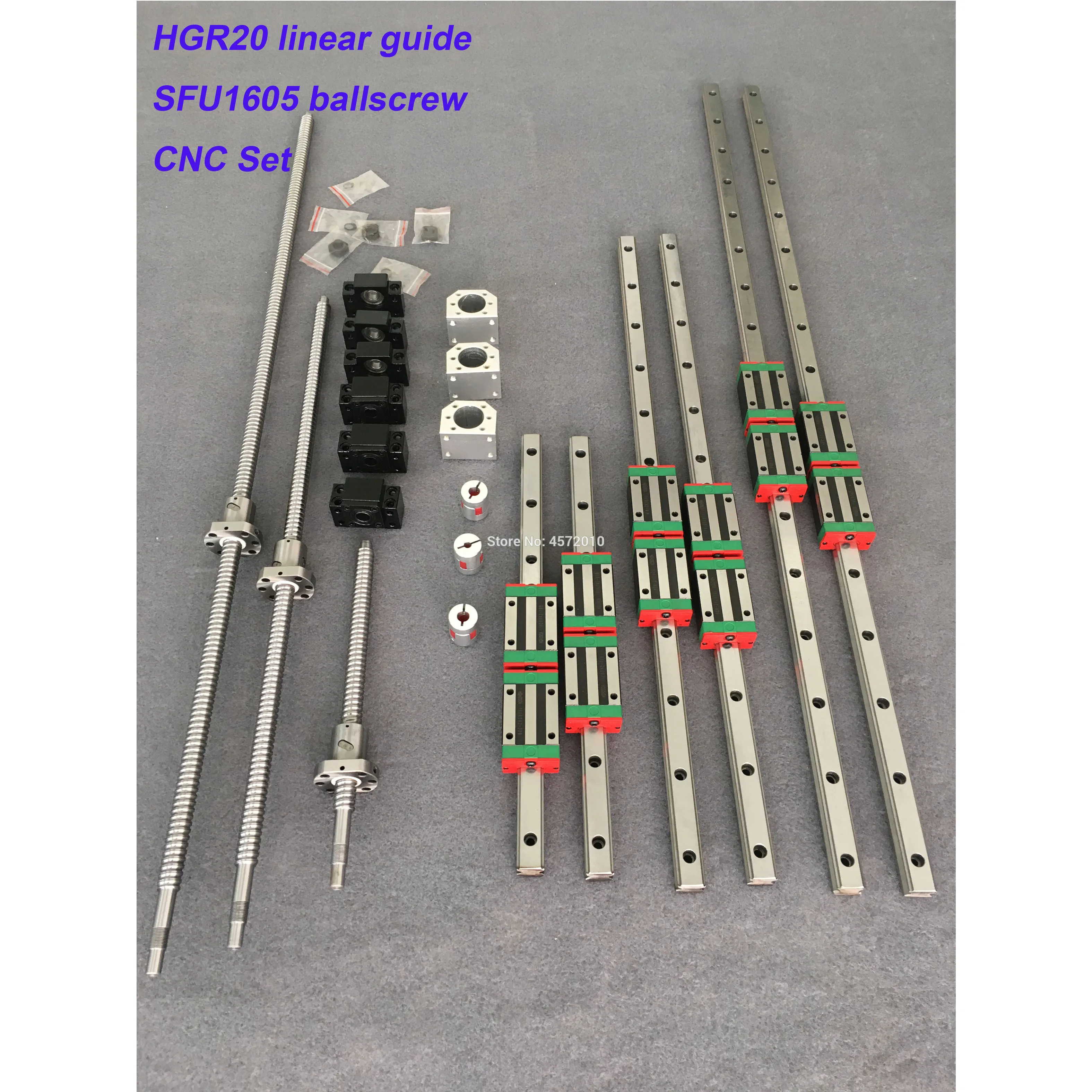 

6 set HGR20 Square Linear guide rail HGR20 - 400/1000/1500mm ballscrew + SFU2005 - 400/1000/1500mm + BK/BF15 CNC part