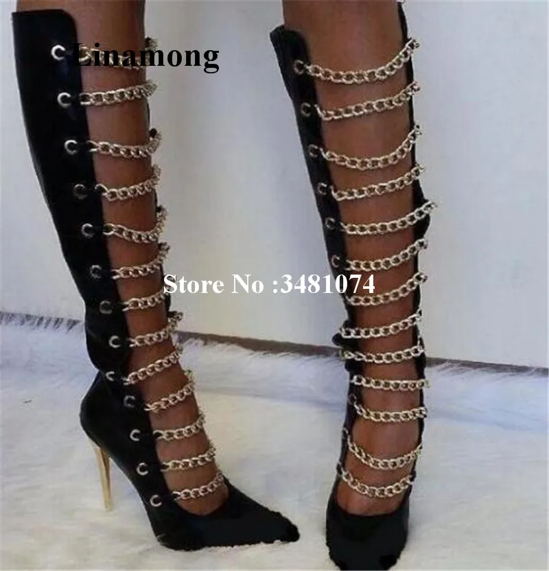 Women Spring Autumn Over The Knee Boots Pointed Thirteen Chains Long Boots High Heels Pointed Toe Boots Sized 35-42 For Women
Women Spring Autumn Over The Knee Boots Pointed Thirteen Chains Long Boots High Heels Pointed Toe Boots Sized 35-42 For Women