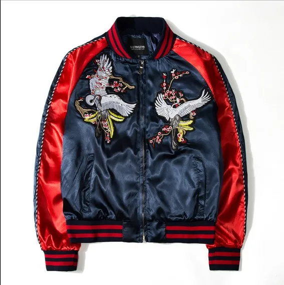 New Men Rib Sleeve Embroidered Striped Flower Crane High couple Baseball Coats & Jackets Abstract digital coat Motor #L74
New Men Rib Sleeve Embroidered Striped Flower Crane High couple Baseball Coats & Jackets Abstract digital coat Motor #L74