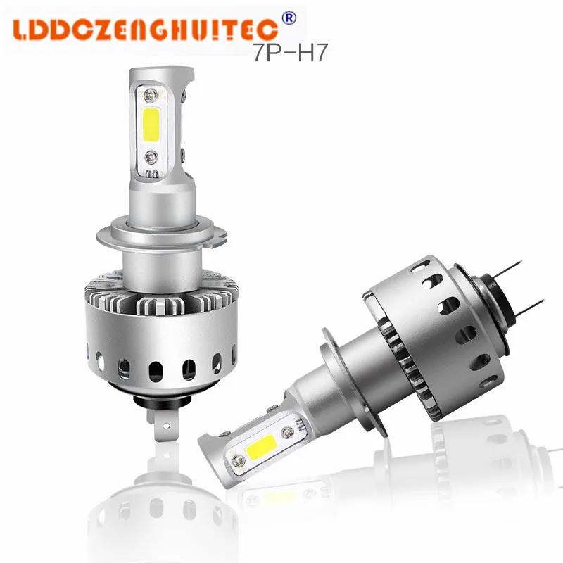 Lddczenghuitec 7 P H4 H7 H11 1 пара светодиодный фар автомобиля УДАРА фишек H1 9005 9006 50 Вт