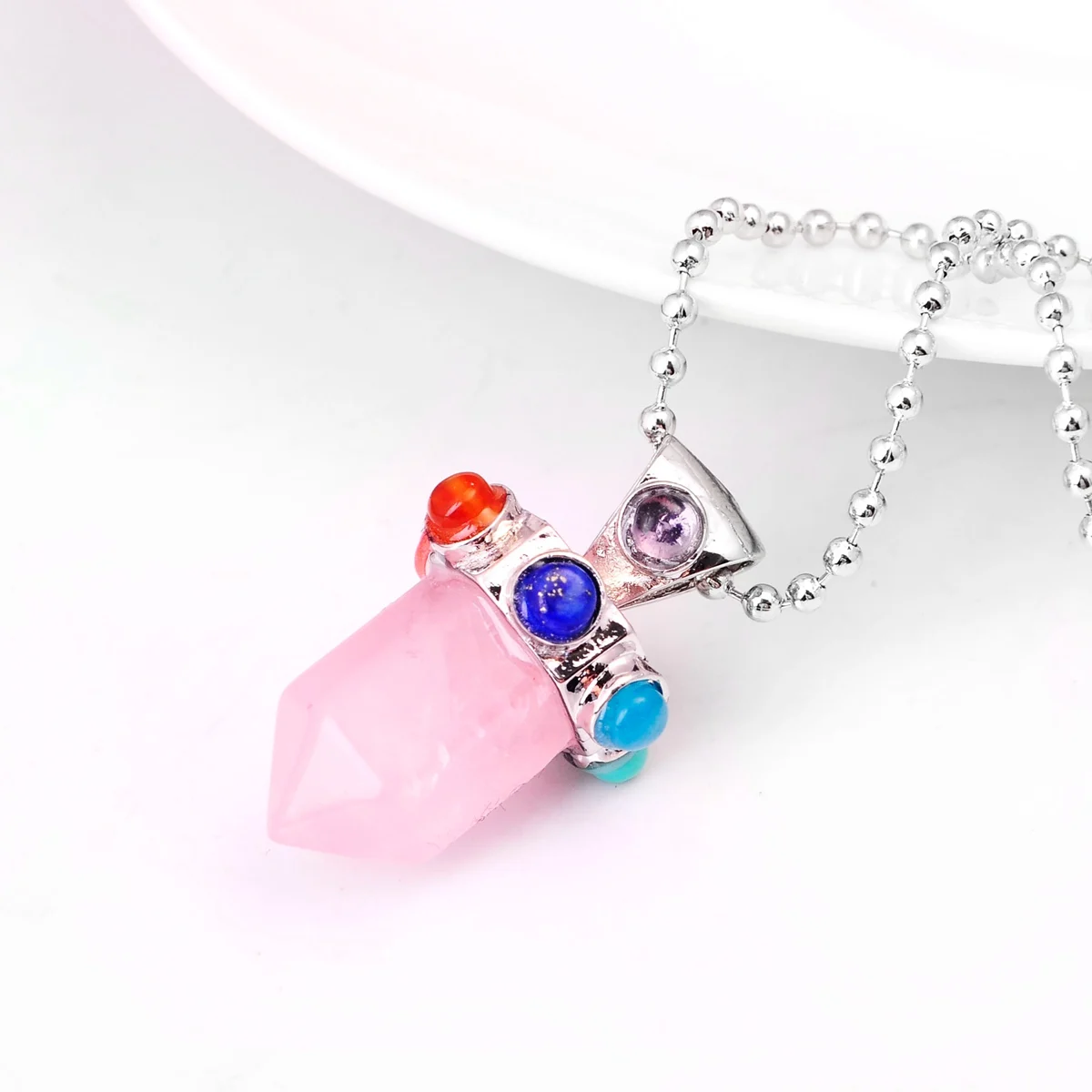 7 Chakra Natural Stone Pendulum Crystal Column Hexagonal Pendant Necklace For Women Men Choker Jewelry
7 Chakra Natural Stone Pendulum Crystal Column Hexagonal Pendant Necklace For Women Men Choker Jewelry