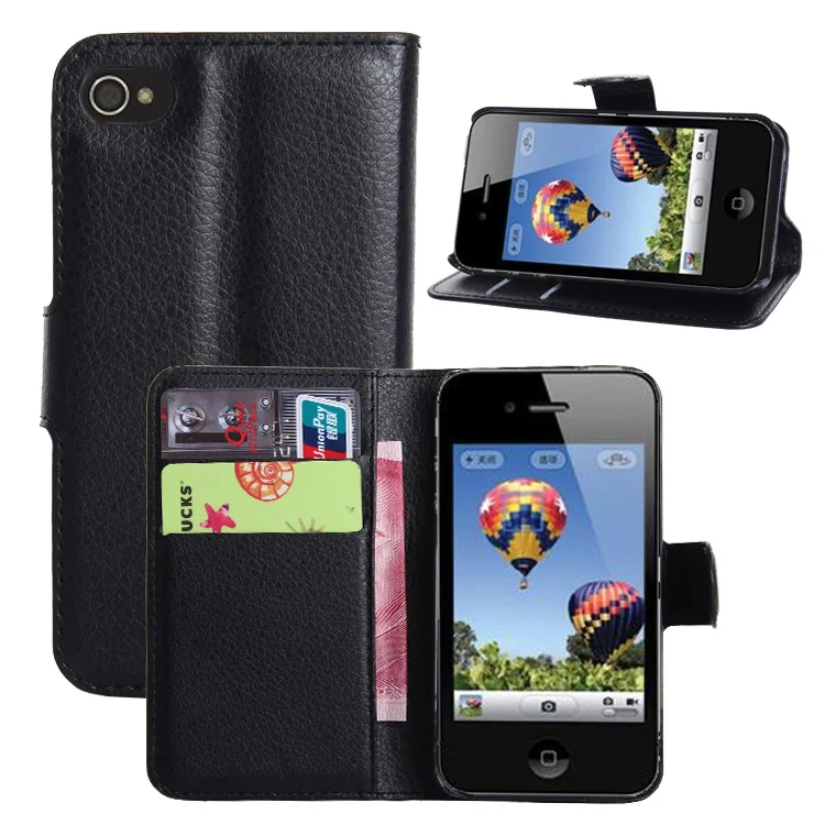 Фото Для Apple iPhone 4 iPhone4s Модный чехол кошелек с отделением для карт чехлы узором Личи