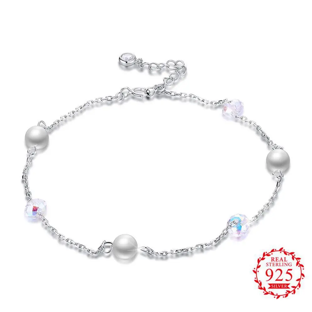 New Arrival Real 925 Sterling Silver Ankle Jewelry With Fine Pearl And Clear Crystal Decoration For Women Girls
New Arrival Real 925 Sterling Silver Ankle Jewelry With Fine Pearl And Clear Crystal Decoration For Women Girls