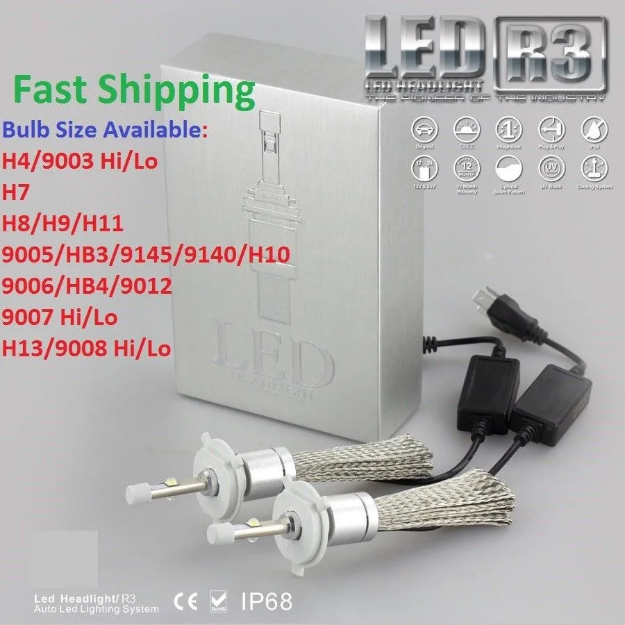 New 80W Car Auto 9600LM Cree Chip LED Headlights Kit Bulbs H4 Hi/Low H7 9005 9006 9007 H8 H9 H10 H11 H13 Plug&Play For Most Cars
New 80W Car Auto 9600LM Cree Chip LED Headlights Kit Bulbs H4 Hi/Low H7 9005 9006 9007 H8 H9 H10 H11 H13 Plug&Play For Most Cars