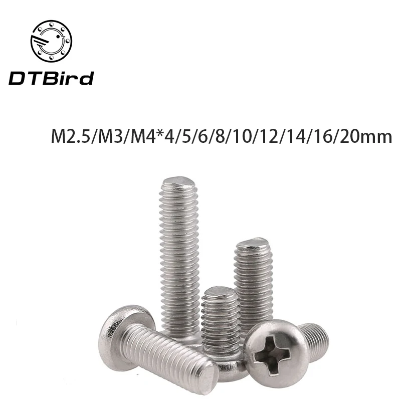100pcs/Lot GB818 M2.5/M3/M4 304 Stainless Steel Phillips Cross recessed pan head Screw 2017 hot sale
100pcs/Lot GB818 M2.5/M3/M4 304 Stainless Steel Phillips Cross recessed pan head Screw 2017 hot sale