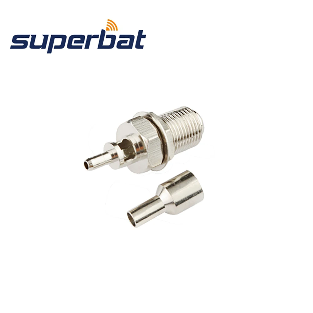 

Superbat 10 шт. 75 Ом F обжимной гнездовой перегородки RF коаксиальный разъем для кабеля RG179 ,RG174, RG178,RG316,LMR100