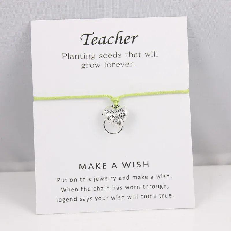 11 цветов Wish браслет карта для учителя подарок регулируемый плетеный Веревка