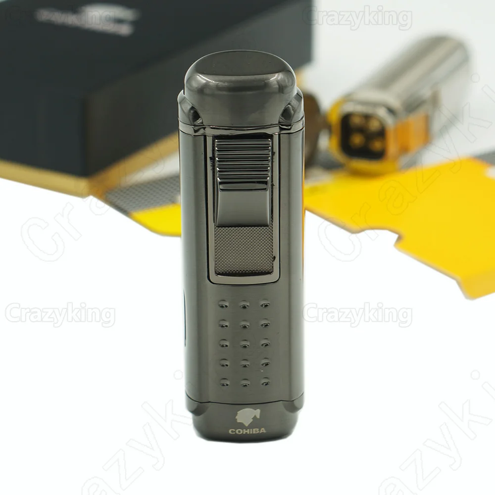 Газовая зажигалка Cohiba из закаленной стали Бутановая Зажигалка 4 с струйным