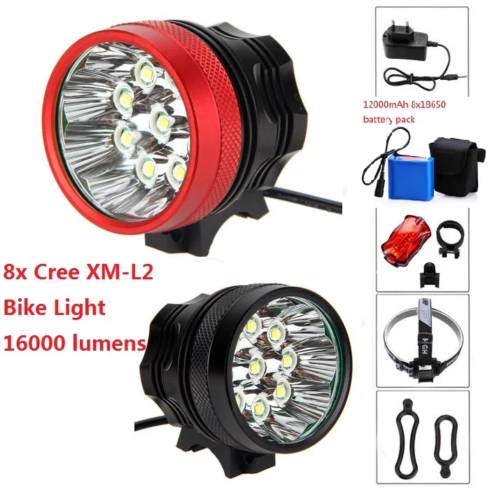 16000 люмен 8x CREE XM-L L2 светодиодный фар 8L2 фары велосипеда велосипедный фонарь