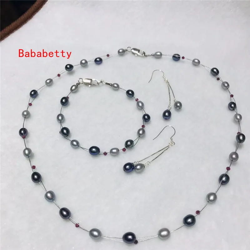 beautiful New Handmade Natural Freshwater 5-6 mm Pearls Figure Shaped Gray Black Necklace 18 "Bracelet7.5" Earrings Set AAA
beautiful New Handmade Natural Freshwater 5-6 mm Pearls Figure Shaped Gray Black Necklace 18 "Bracelet7.5" Earrings Set AAA
