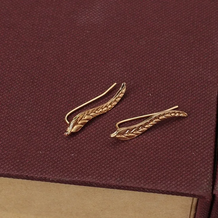 Женские серьги-клипсы Серебряного и золотого цвета сережки в виде листьев 1 пара |