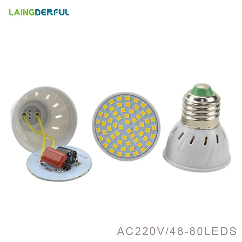 Светодиодные прожекторы MR16 GU10 E27 E14 220В 2835SMD 48 светодиодов 60 80 белый/теплый свет