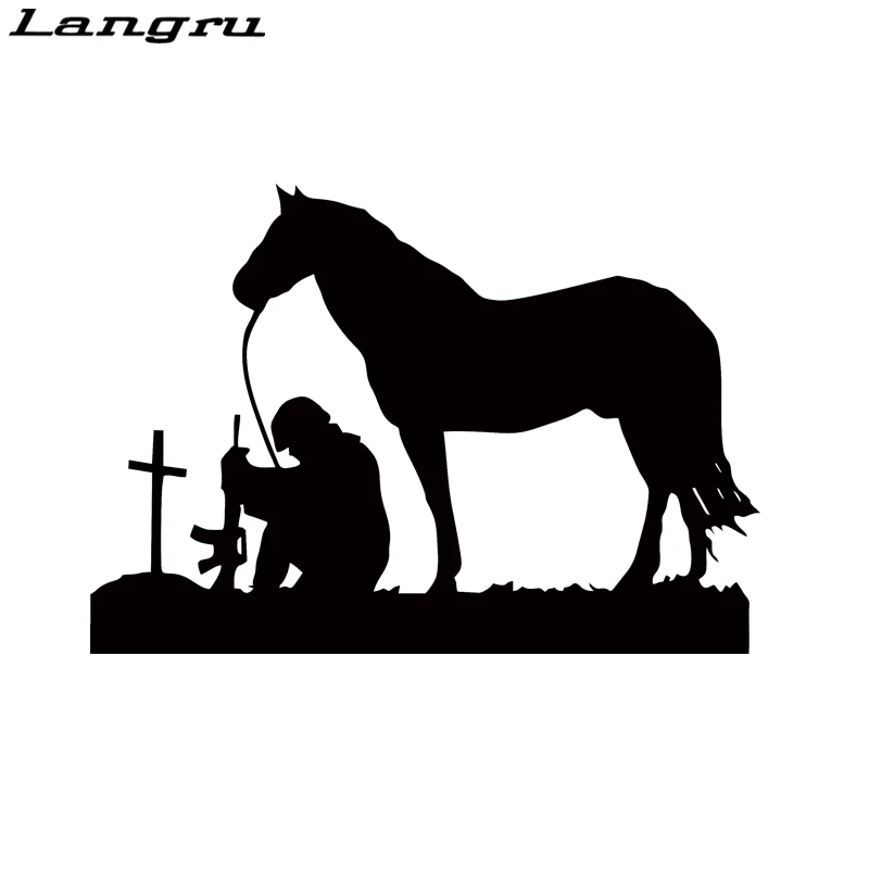 Langru крутая графика лошадь крест виниловая наклейка стикер окна автомобиля стиль