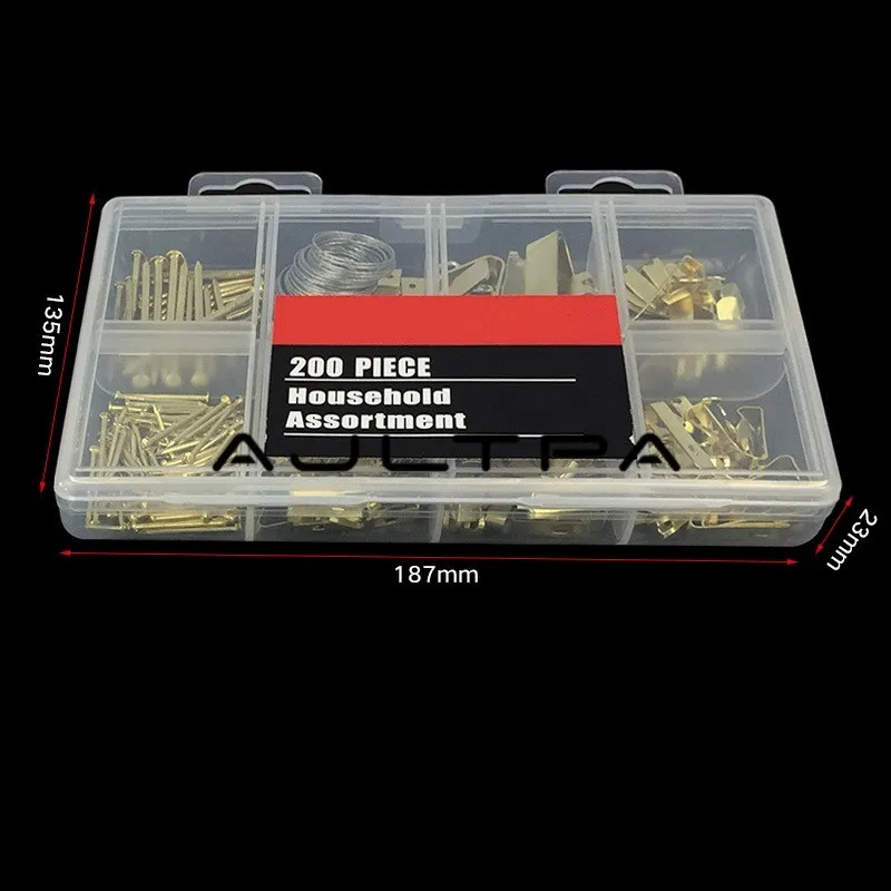 200 Pcs/Set Assorted Picture Hanging Kit Heavy Duty Assortment With Wire Picture Hangers Hooks Nails Hardware For Frames Decor H
200 Pcs/Set Assorted Picture Hanging Kit Heavy Duty Assortment With Wire Picture Hangers Hooks Nails Hardware For Frames Decor H