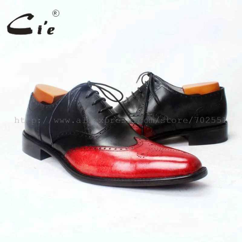 Мужские туфли-оксфорды ручной работы cie с острым носком черные красные смешанные
