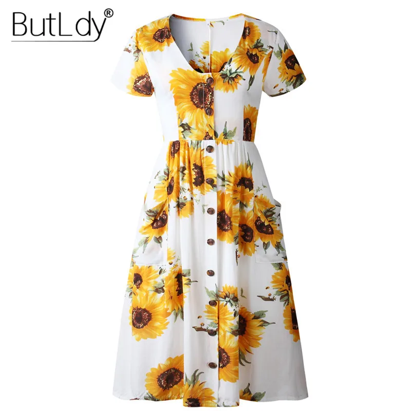 Spring Summer Floral Print Dress Women Fashion 2019 Short Sleeve Beach Midi Dresses Sundress V Neck Sunflower Vintage Long Dress
Spring Summer Floral Print Dress Women Fashion 2019 Short Sleeve Beach Midi Dresses Sundress V Neck Sunflower Vintage Long Dress