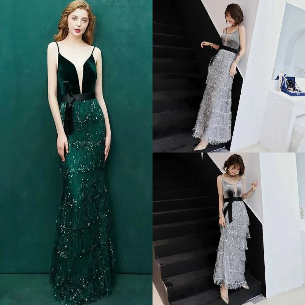 Vestidos 2019 Sequined Straps Maxi Dresses Drak Green/Burgundy Floor Length Party Dresses Sexy V-neck Prom Gown for Evening Wear
Vestidos 2019 Sequined Straps Maxi Dresses Drak Green/Burgundy Floor Length Party Dresses Sexy V-neck Prom Gown for Evening Wear
