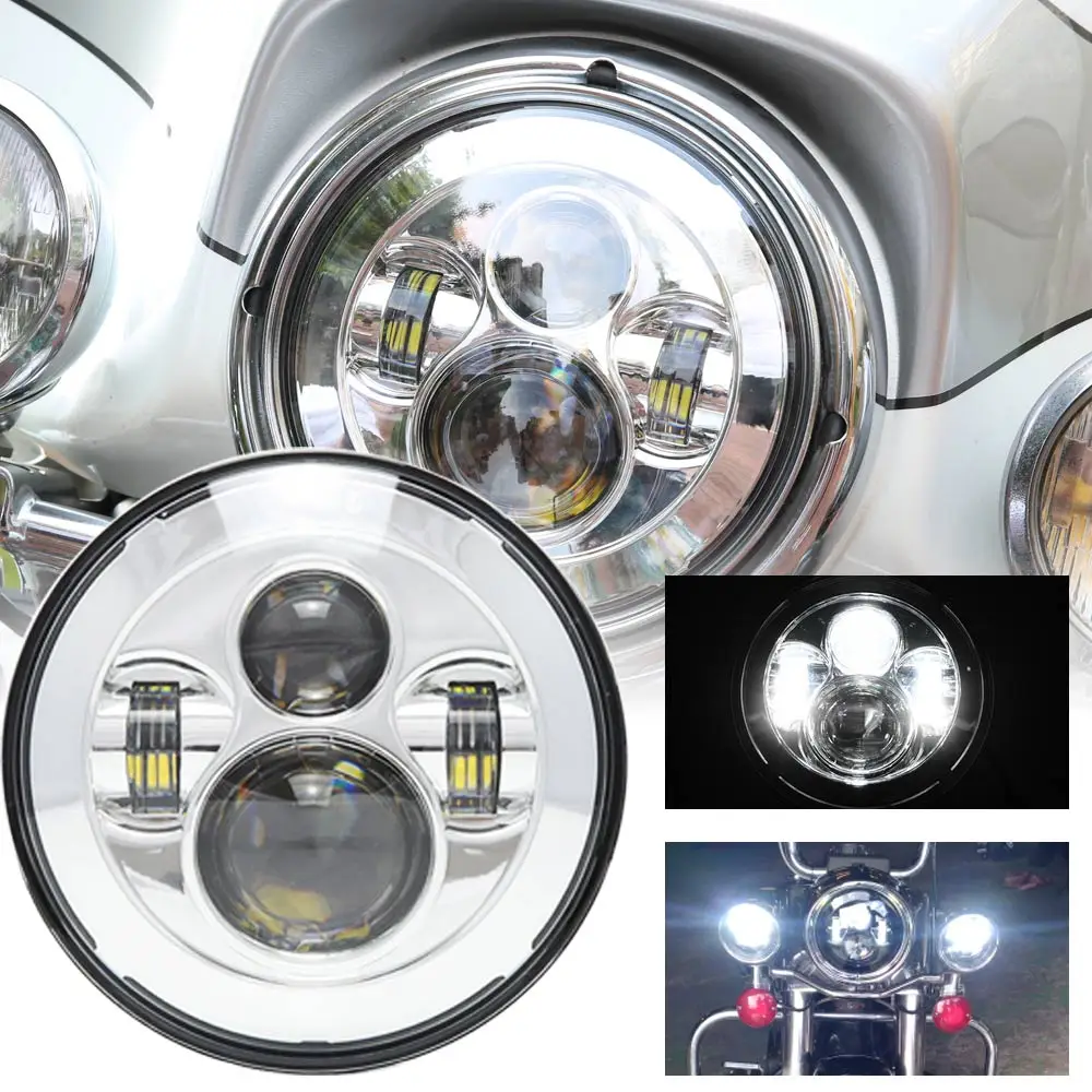 7"Chrome LED Headlight 7 Inch Black Motorcycle LED Headlight With Angle Eyes For Harley
7"Chrome LED Headlight 7 Inch Black Motorcycle LED Headlight With Angle Eyes For Harley