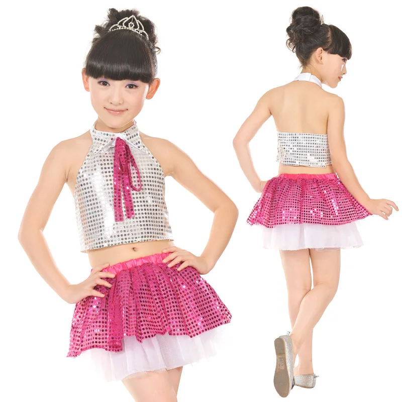 Sequins Latin Jazz Dance Dress for Children Practice Performance Ballroom Leotards Girls Tango Dancing Costumes L148 | Тематическая