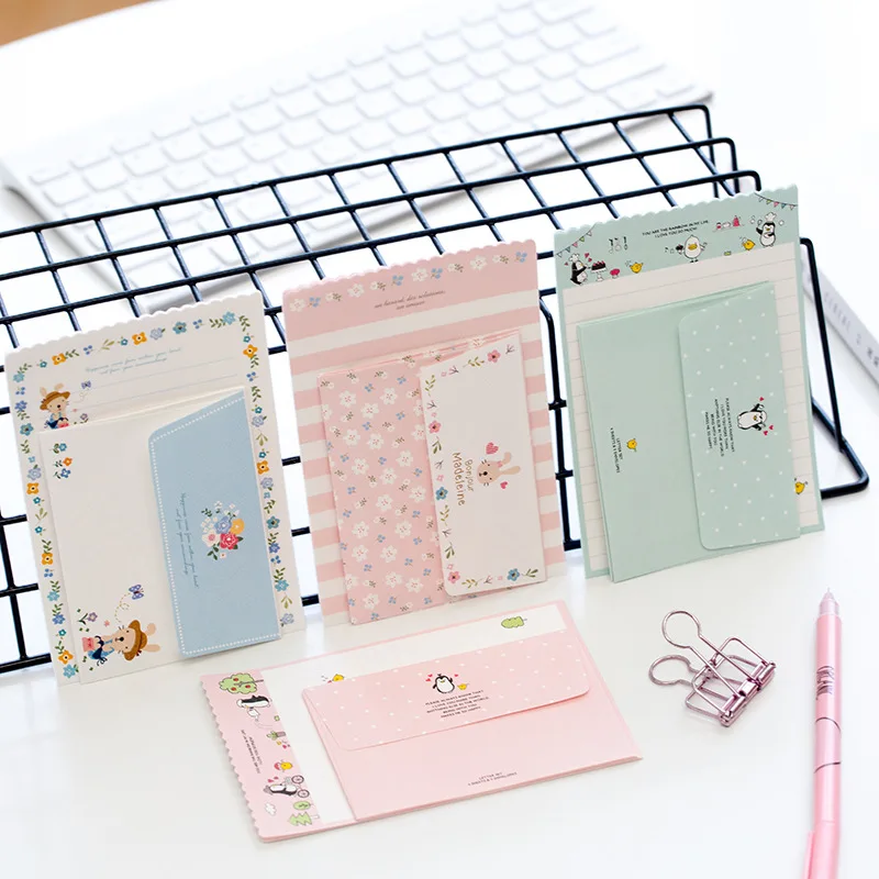 1 Set=4 Letters + 2 Envelopes Kawaii Rabbit Penguin Flower Paper Letter Stationery Set Writing Greeting Birthday Message
1 Set=4 Letters + 2 Envelopes Kawaii Rabbit Penguin Flower Paper Letter Stationery Set Writing Greeting Birthday Message