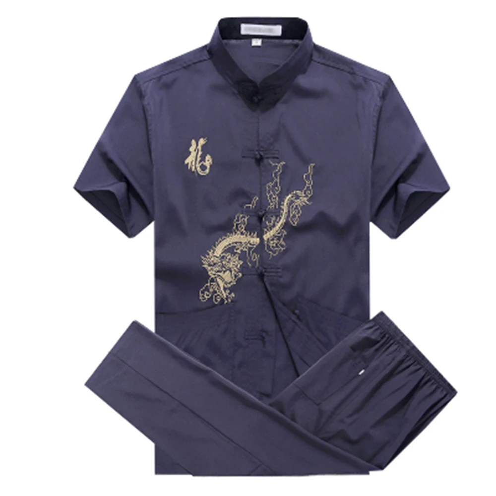 New 4 Colors Mens Short Sleeve Martial Arts Kung Fu Uniform Chinese Style Tang Suit With Dragon Pattern Taichi Clothing
New 4 Colors Mens Short Sleeve Martial Arts Kung Fu Uniform Chinese Style Tang Suit With Dragon Pattern Taichi Clothing