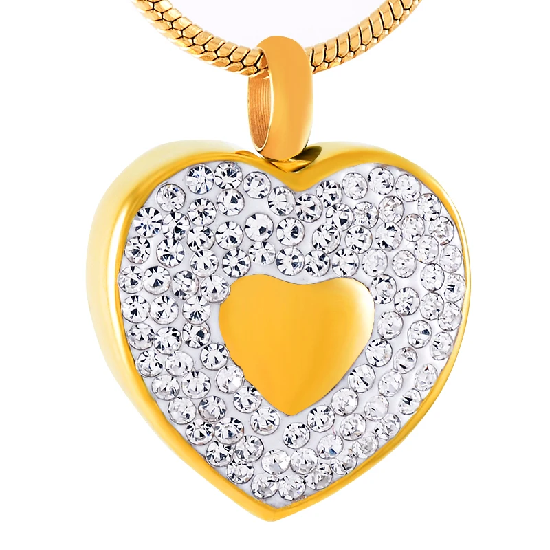 IJD9438 Gold Cremation Jewelry With White Crystal - Stainless Steel Heart Memorial Urn Necklace Ashes Holder Keepsake Pendant
IJD9438 Gold Cremation Jewelry With White Crystal - Stainless Steel Heart Memorial Urn Necklace Ashes Holder Keepsake Pendant