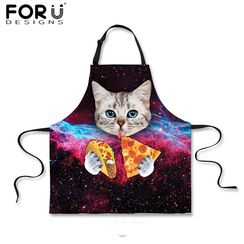 FORUDESIGNS забавные космос галактика кошки с пизией синие Кухонные фартуки для