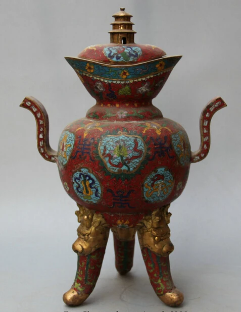 bi001585 14" Chinese palace Cloisonne Bronze Gild Beast Head Pagoda Incense Burner Censer
bi001585 14" Chinese palace Cloisonne Bronze Gild Beast Head Pagoda Incense Burner Censer