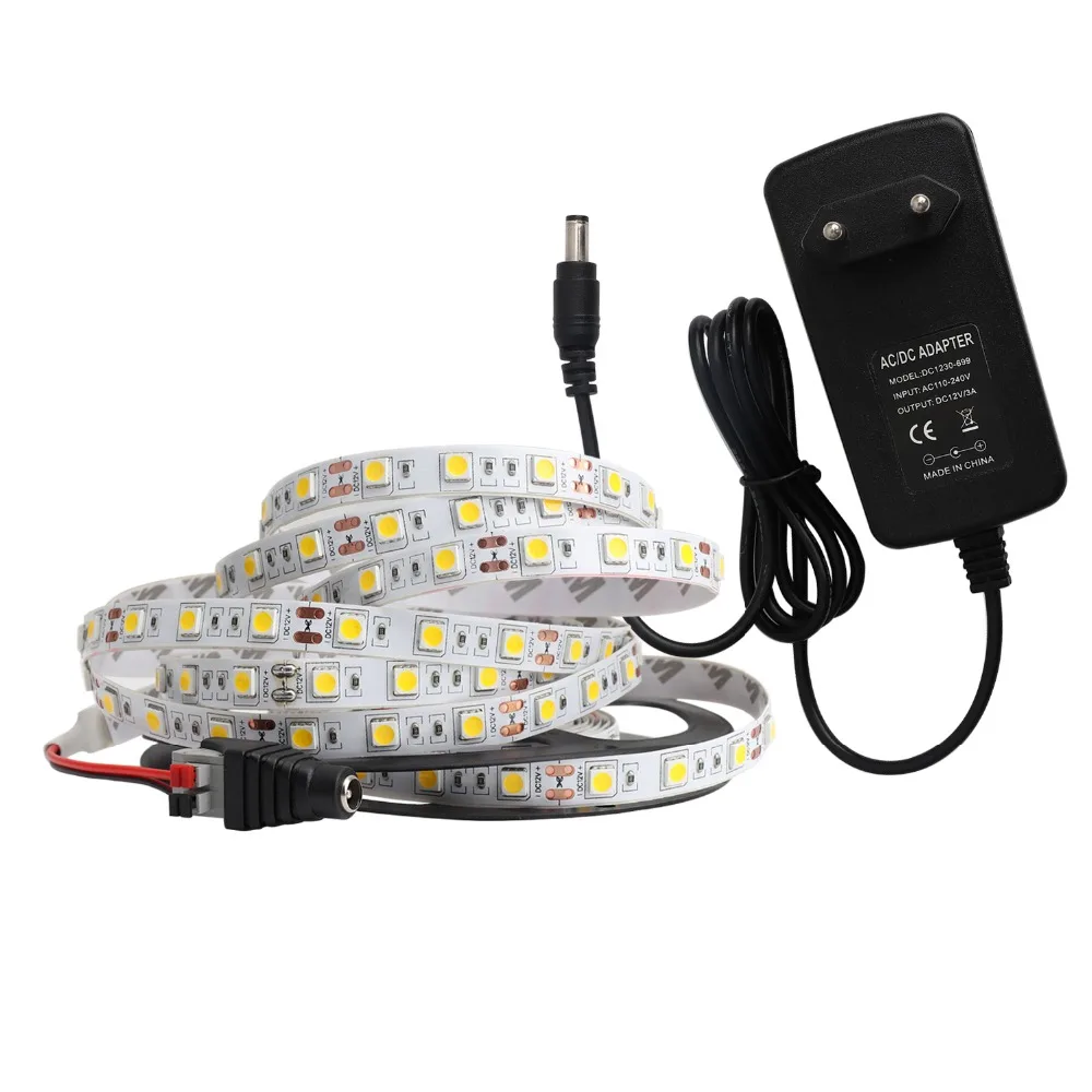 Ultra Thin LED Strip 12V RGB 5050 SMD 5M Flexible Ribbon Light With 12V 3A Power Adapter For TV Background Home Lighting JQ
Ultra Thin LED Strip 12V RGB 5050 SMD 5M Flexible Ribbon Light With 12V 3A Power Adapter For TV Background Home Lighting JQ