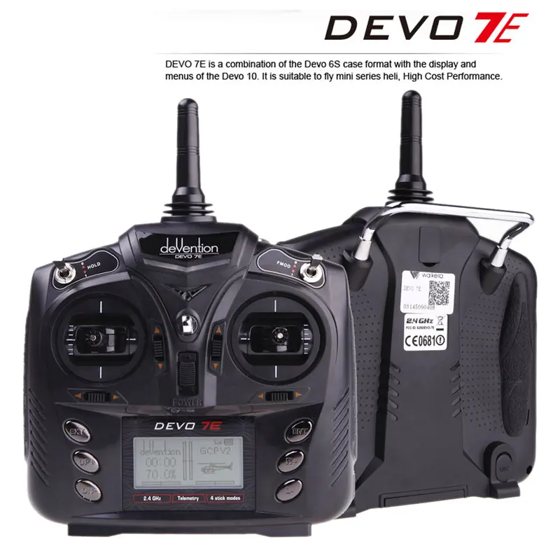 FATJAY Walkera Радио управление DEVO 7E 2 4G 7CH передатчик DSM2 протокол доступен для RC Хобби
