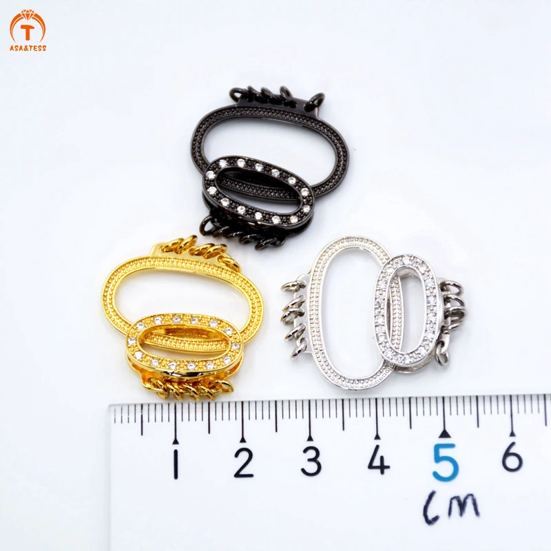 ASA&TESS oval Clasp Buckle CZ Micro paved adjustable Interlocking Clasp Fastener for Jewelry Findings,multi strands connector
ASA&TESS oval Clasp Buckle CZ Micro paved adjustable Interlocking Clasp Fastener for Jewelry Findings,multi strands connector