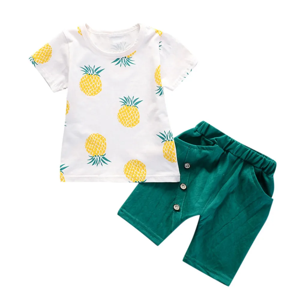 SAGACE/Летняя футболка с рисунком ананаса для маленьких мальчиков и девочек топы